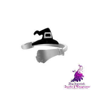 Ring Halloween Witch Hat Broom Broom Mop