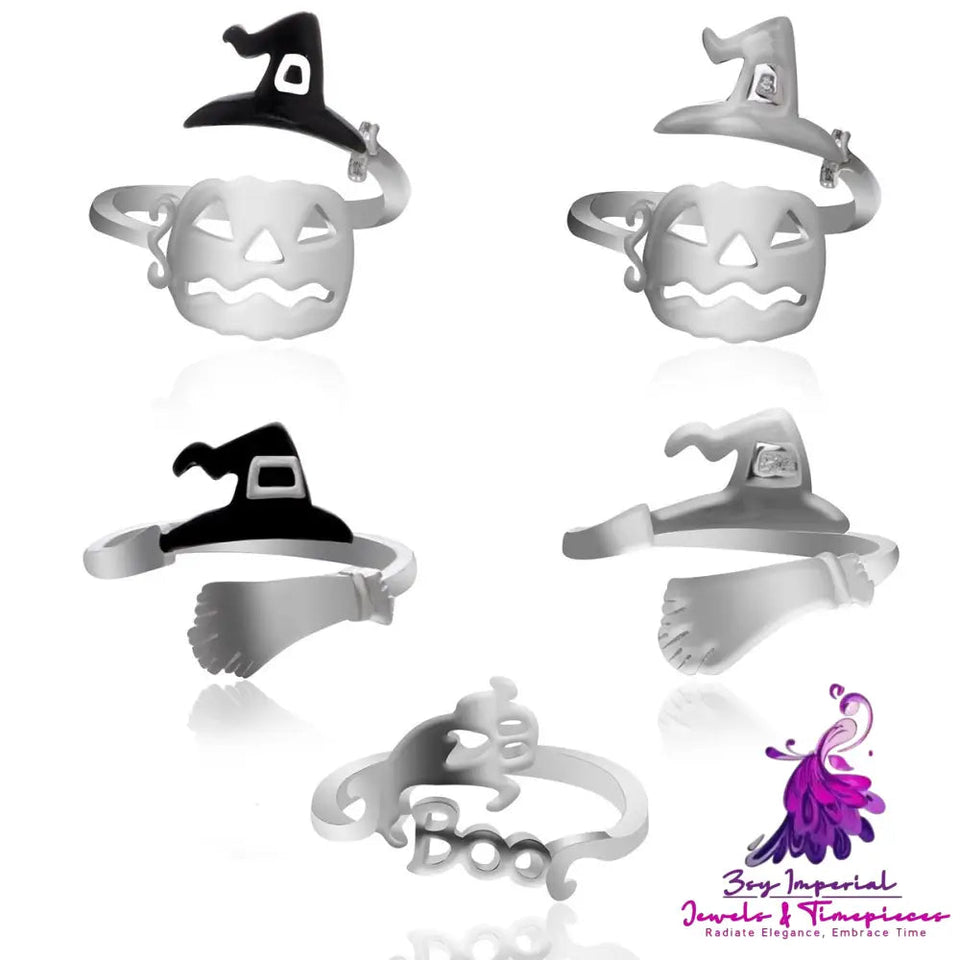 Ring Halloween Witch Hat Broom Broom Mop