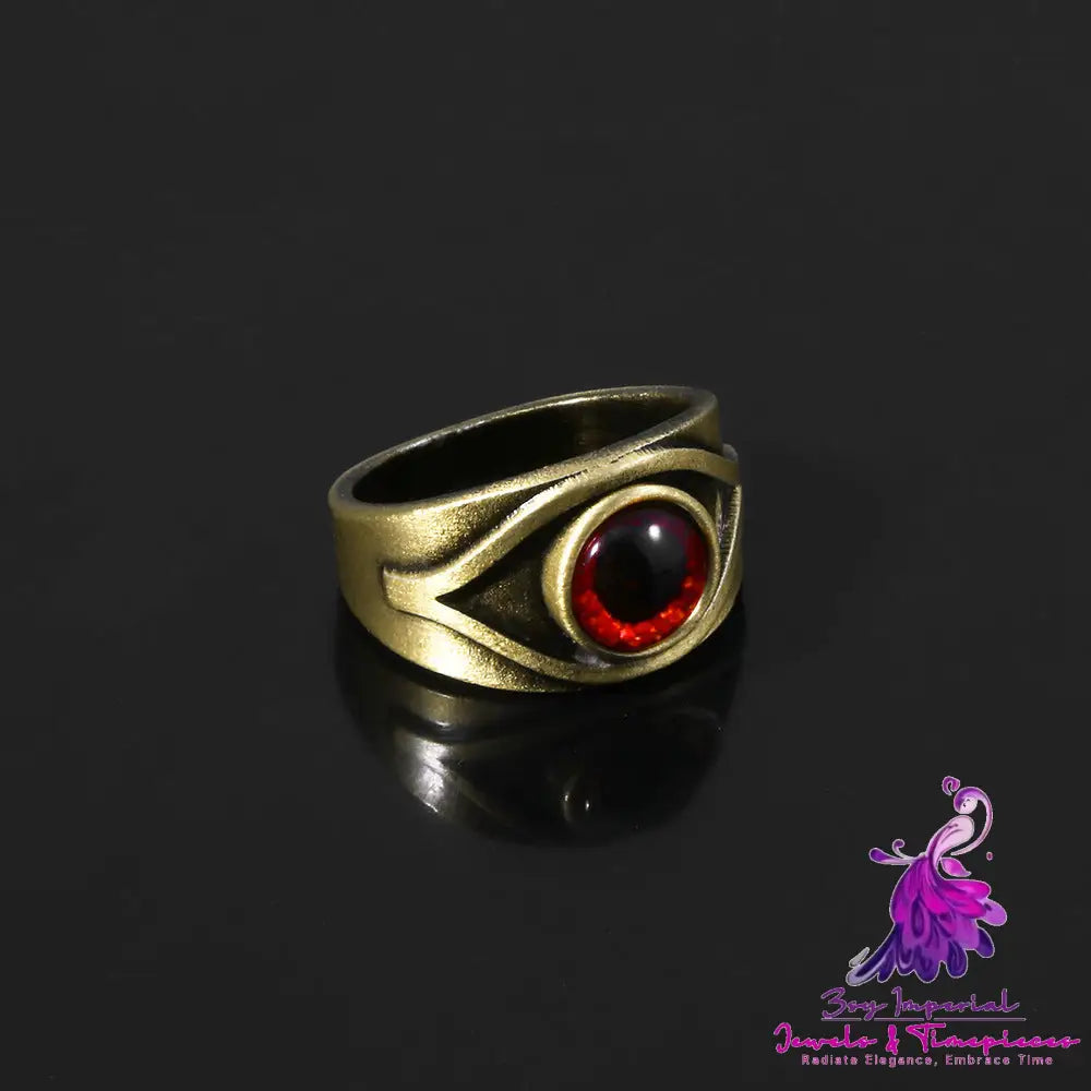 Brown Red Eye Ring Vintage Crimson