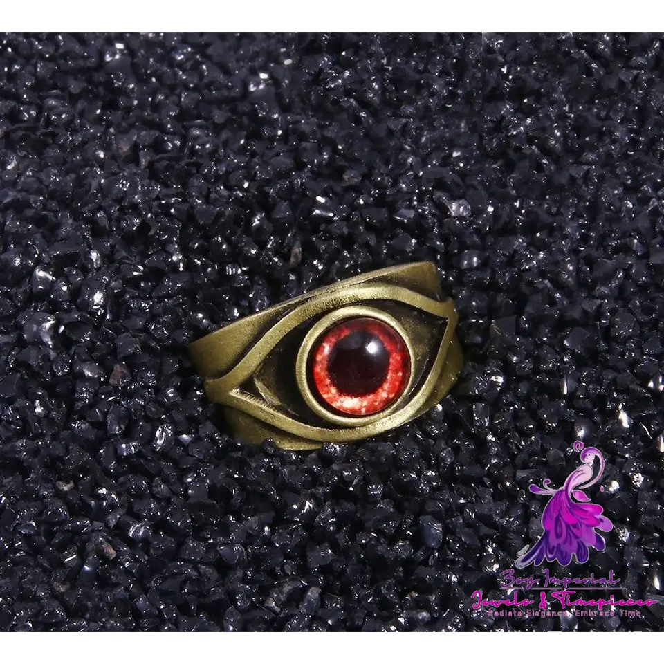 Brown Red Eye Ring Vintage Crimson