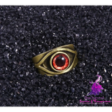 Brown Red Eye Ring Vintage Crimson