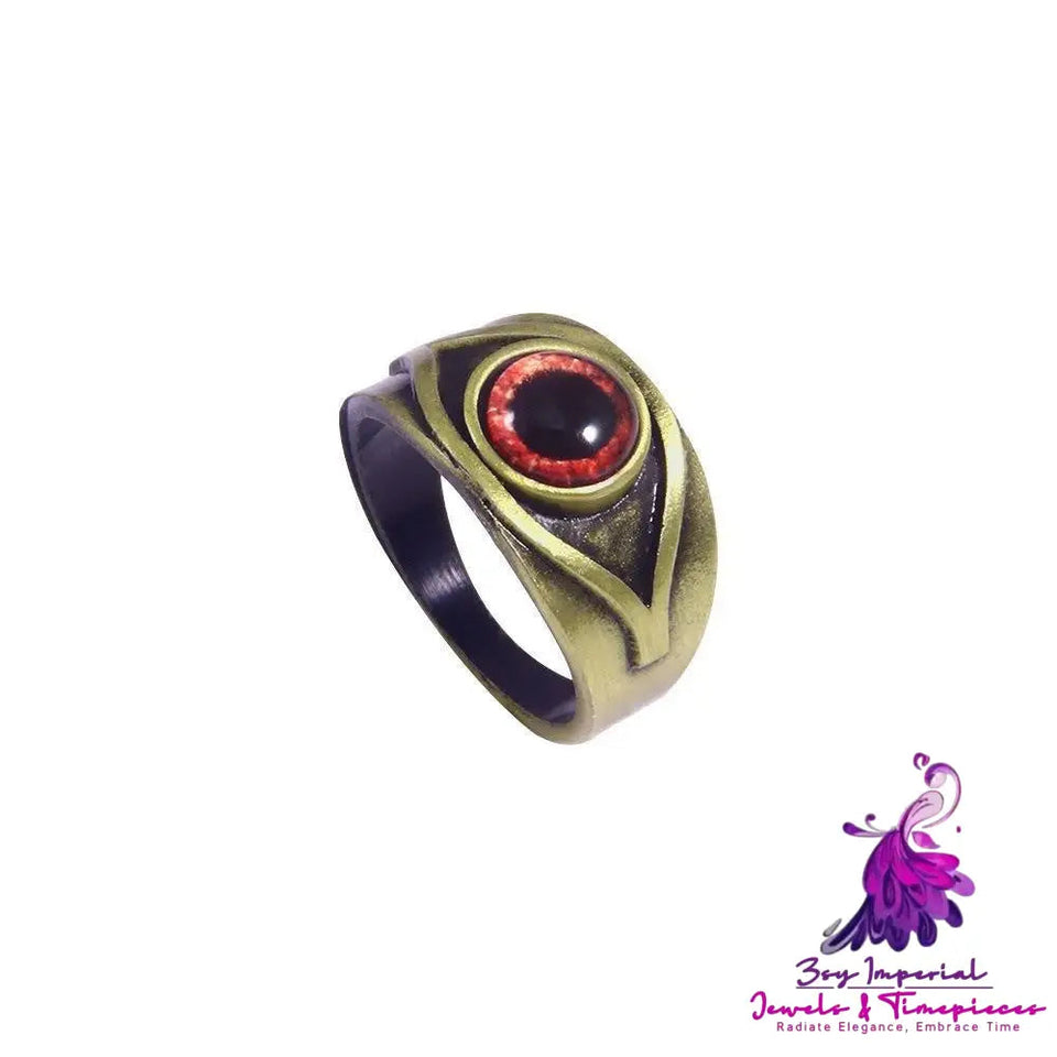 Brown Red Eye Ring Vintage Crimson