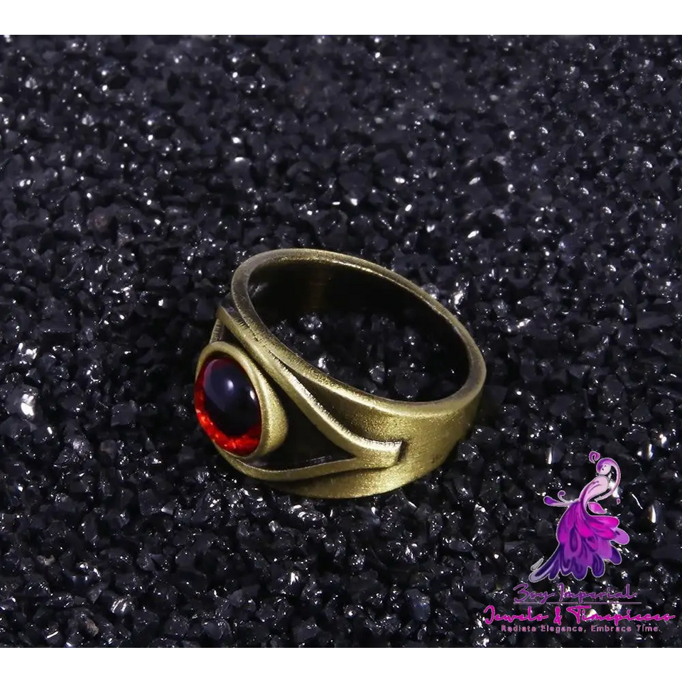 Brown Red Eye Ring Vintage Crimson