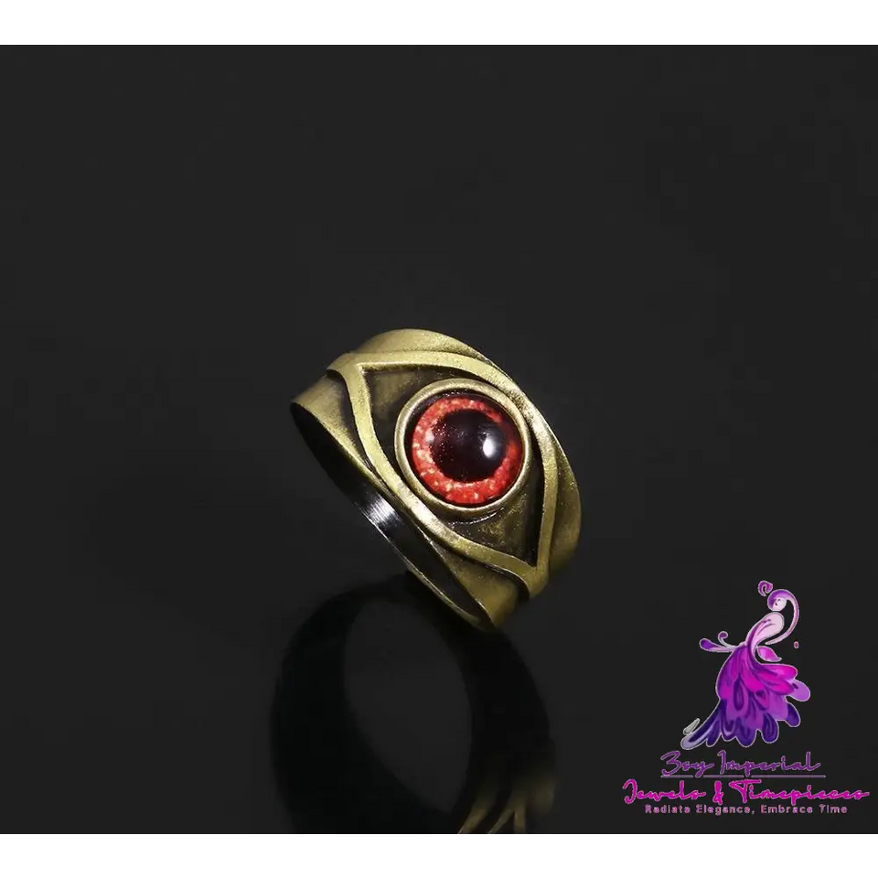 Brown Red Eye Ring Vintage Crimson