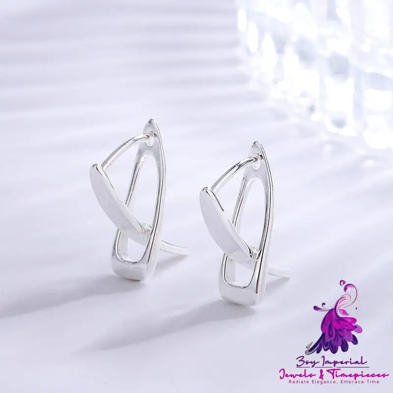 Brushed Wide Face Cross Earrings