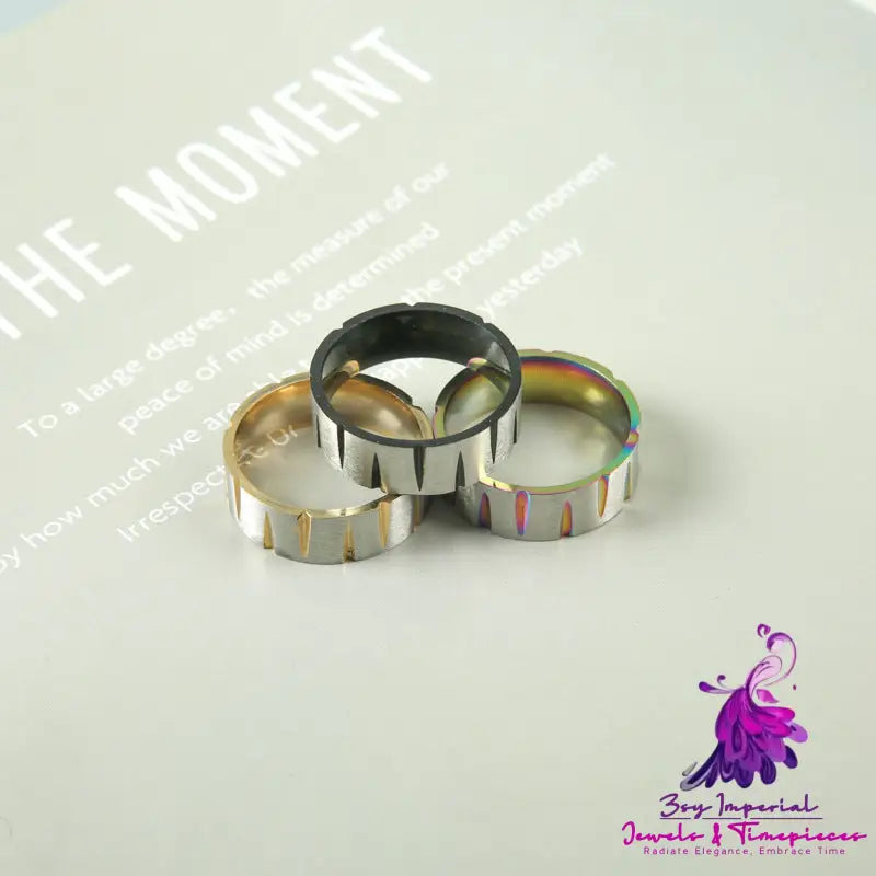 Colorful Brushed Stainless Steel Ring