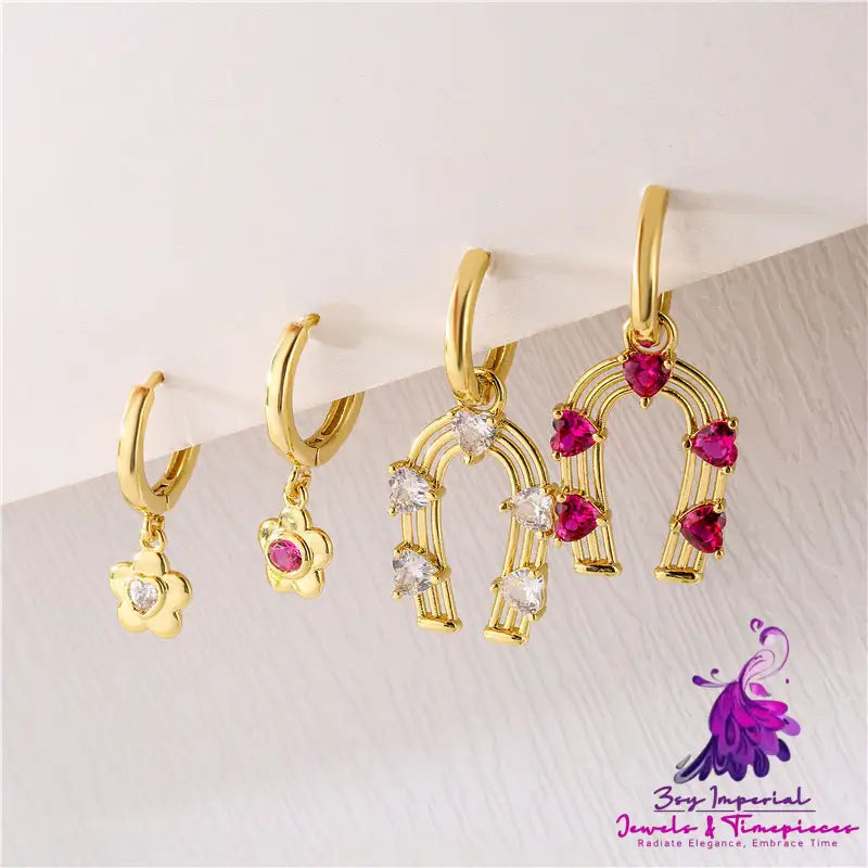 Micro Inlaid Zircon Flower Horseshoe Shaped Ear Buckle