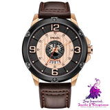 Business Men’s Quartz Watch with Waterproof Leather Strap