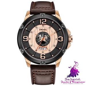 Business Men’s Quartz Watch with Waterproof Leather Strap