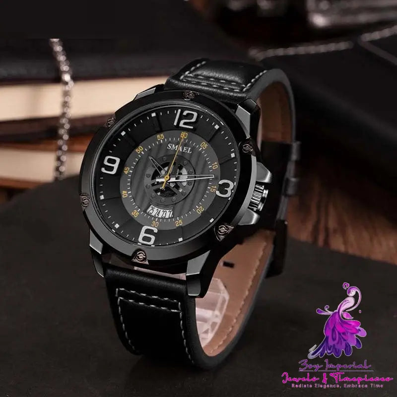 Business Men’s Quartz Watch with Waterproof Leather Strap