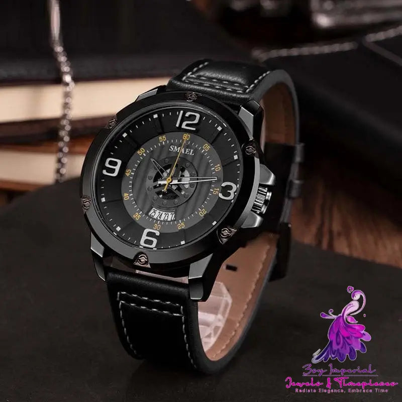 Business Men’s Quartz Watch with Waterproof Leather Strap