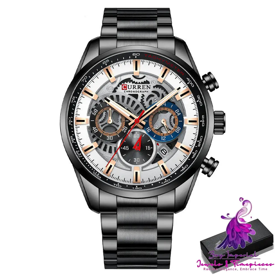 Business Watch Steel Band Multifunctional Quartz Watch