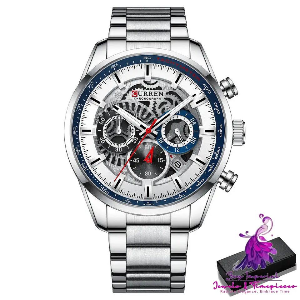 Business Watch Steel Band Multifunctional Quartz Watch