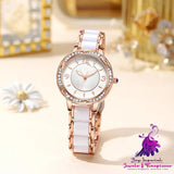 Women’s Fashion Simple Ceramic Strap Butterfly Buckle Quartz