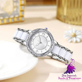 Women’s Fashion Simple Ceramic Strap Butterfly Buckle Quartz