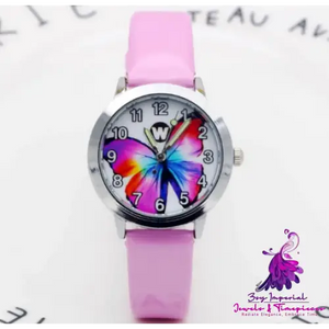 Kids Quartz Butterfly Dial Waterproof Watch