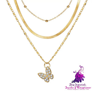 Vintage Butterfly Clavicle Chain Pendant