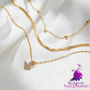 Vintage Butterfly Clavicle Chain Pendant