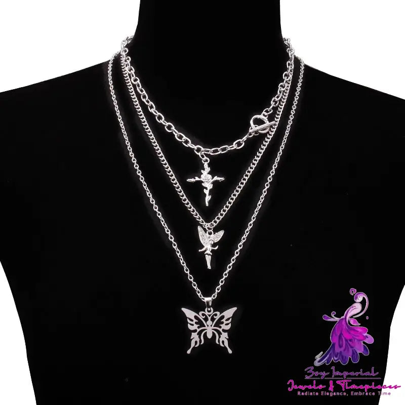 Butterfly Pendant Collarbone Necklace Set