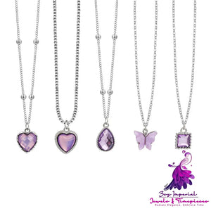 Butterfly Heart Shape Diamond Necklace