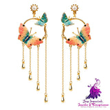 Earrings Tide Butterfly Tassel Female Temperament Long