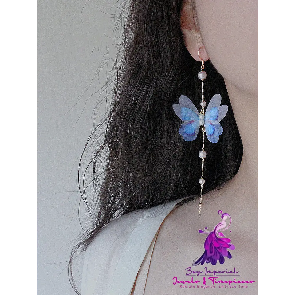 Long Tassel Butterfly Super Fairy Style Earrings Without