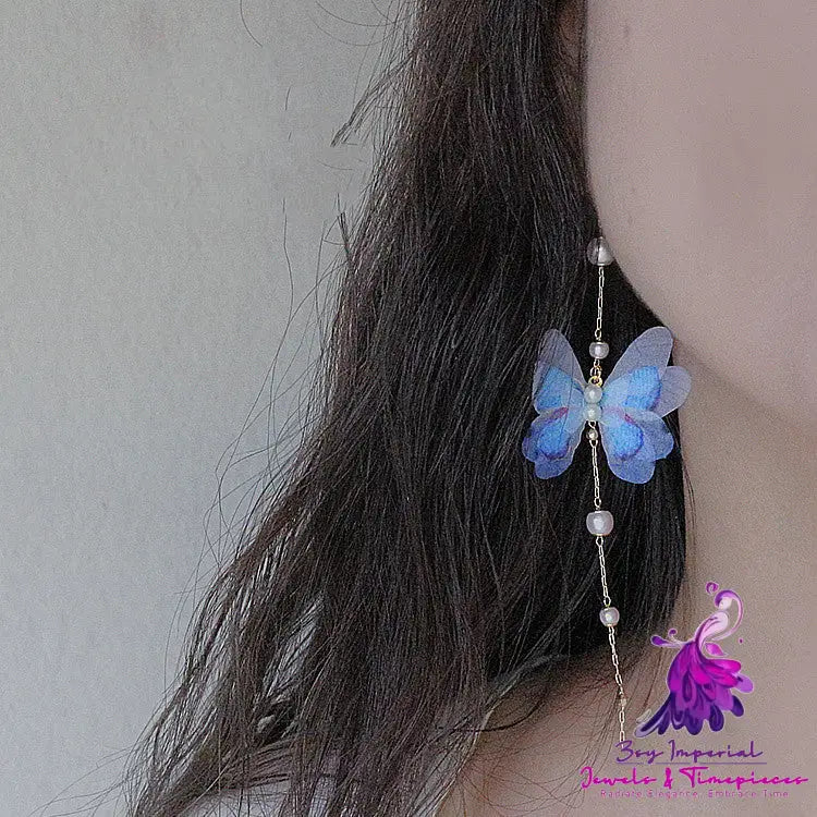 Long Tassel Butterfly Super Fairy Style Earrings Without