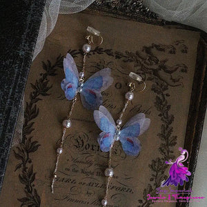 Long Tassel Butterfly Super Fairy Style Earrings Without