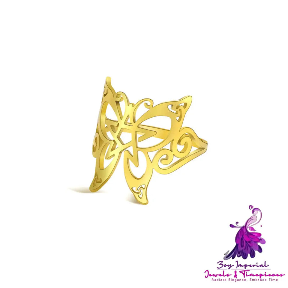 Pentagram Pointed Wing Butterfly Ring