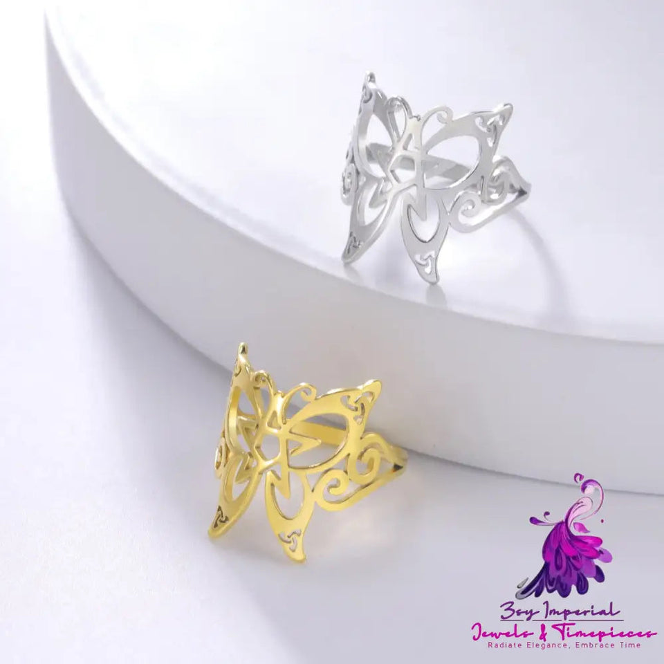 Pentagram Pointed Wing Butterfly Ring