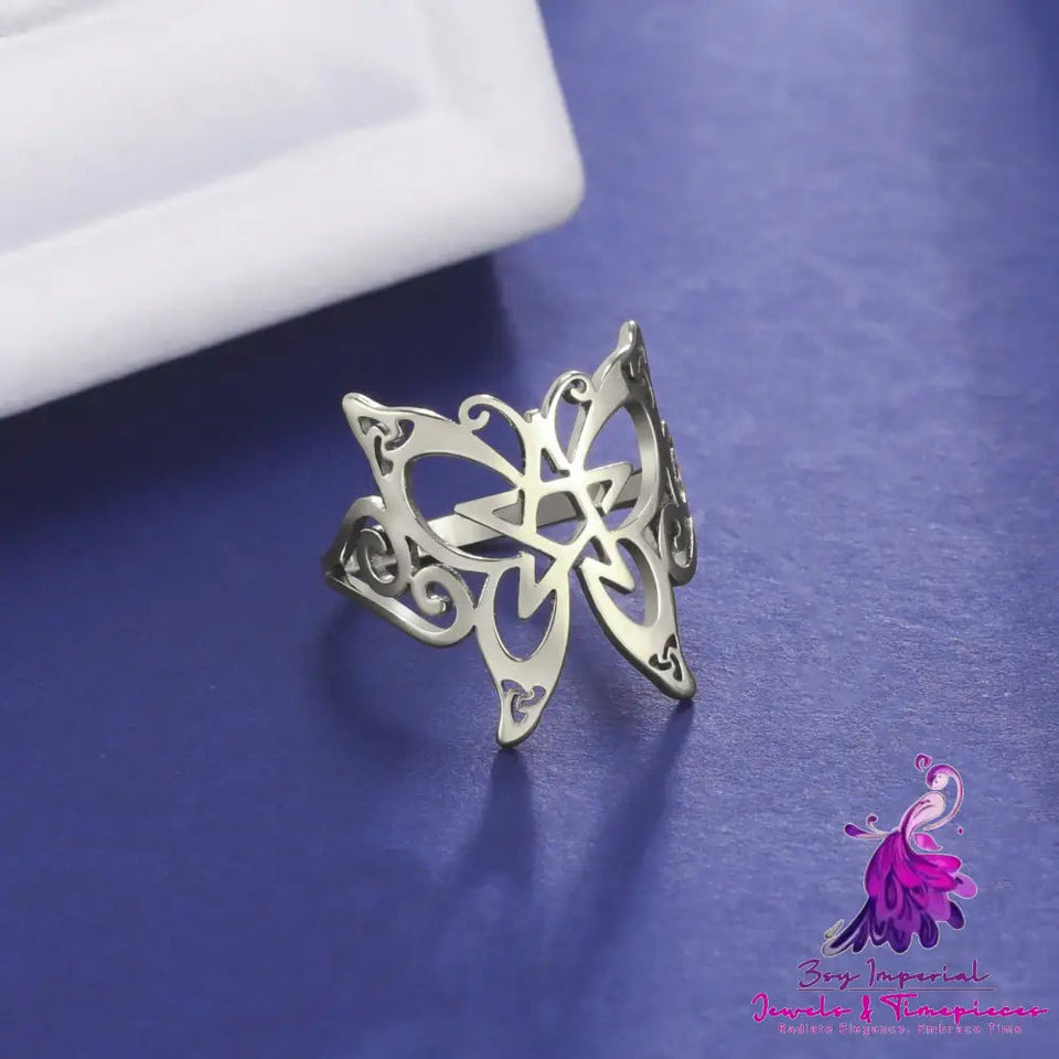 Pentagram Pointed Wing Butterfly Ring