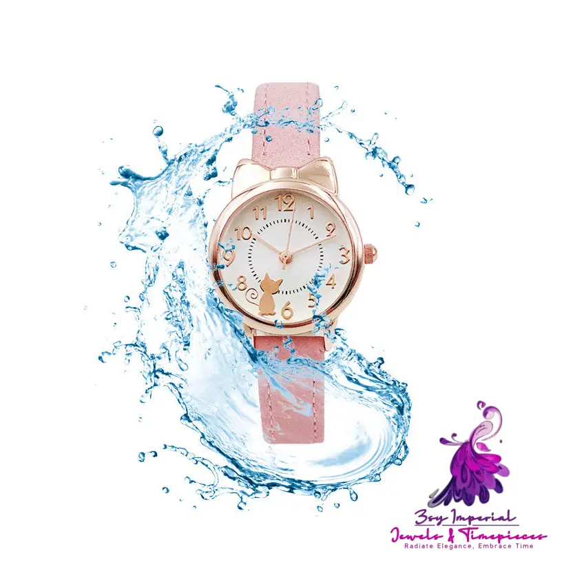 Girls Waterproof Butterfly Dial Quartz Watch