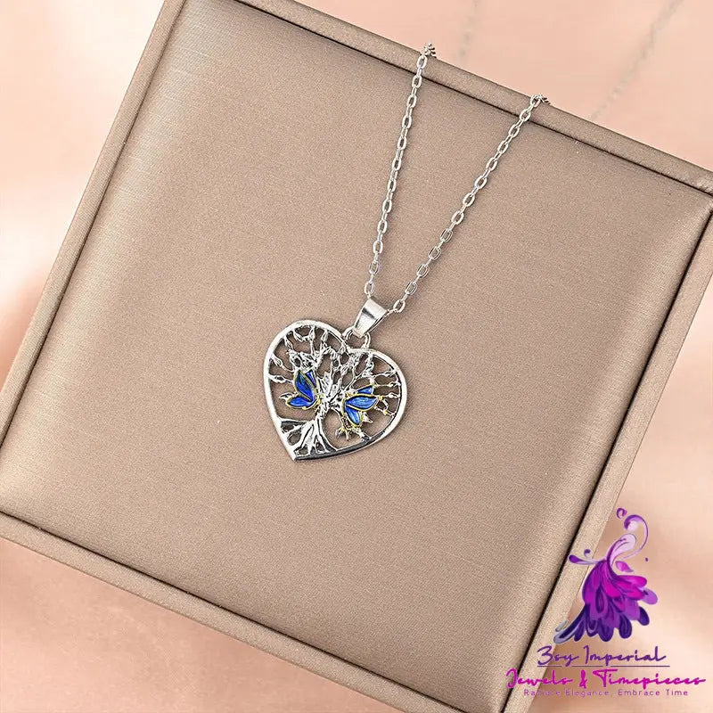 Creative Tree Of Life Butterfly Pendant Necklace