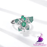 Natural Emerald Butterfly Ring Set