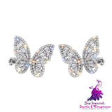 Light Luxury And Exquisite Zircon Butterfly Earrings