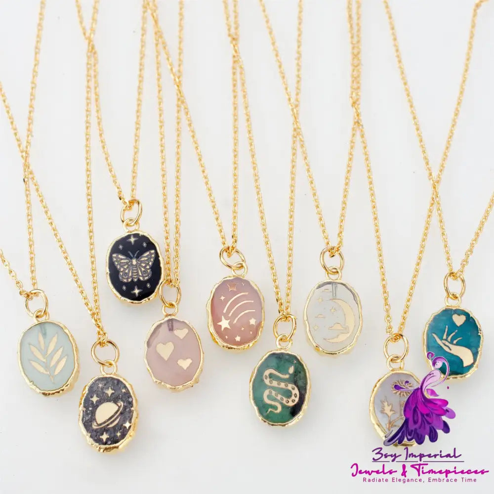 Celestial Gemstone Butterfly Necklace