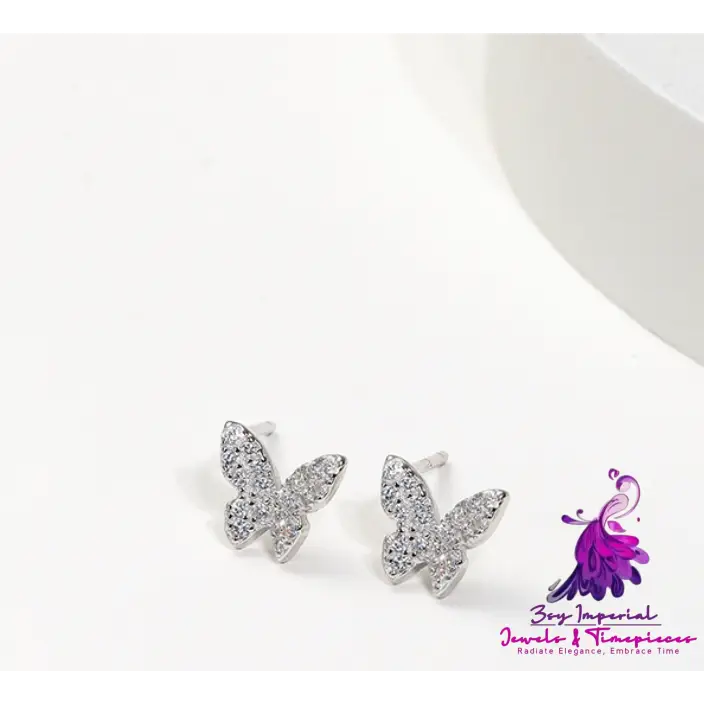 Small Sterling Silver Butterfly Stud Earrings