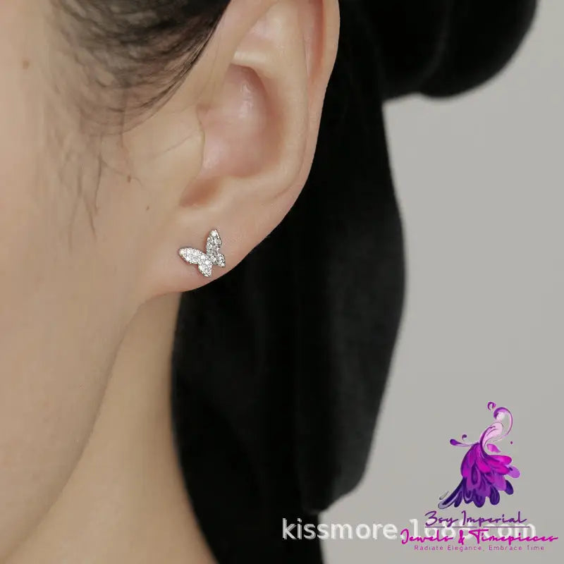 Small Sterling Silver Butterfly Stud Earrings