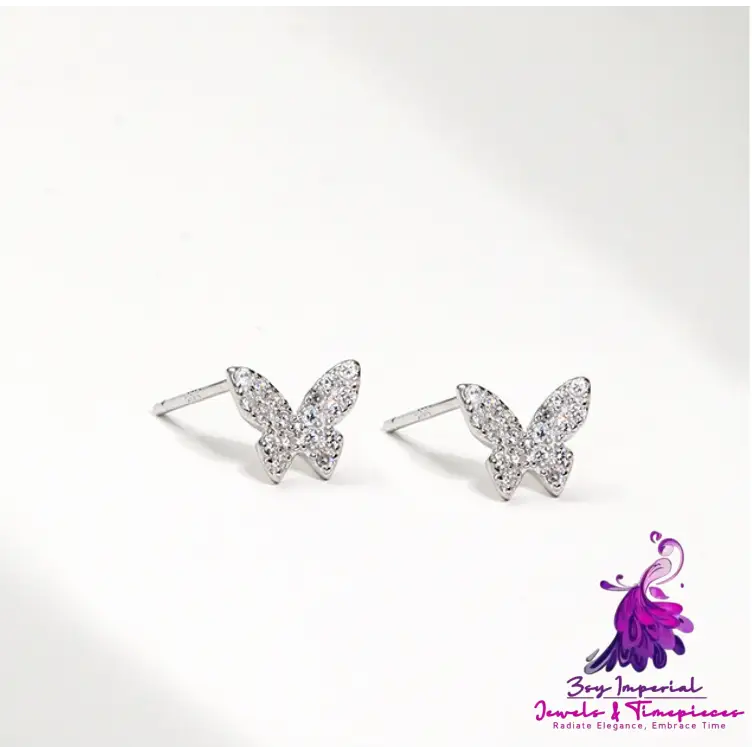 Small Sterling Silver Butterfly Stud Earrings