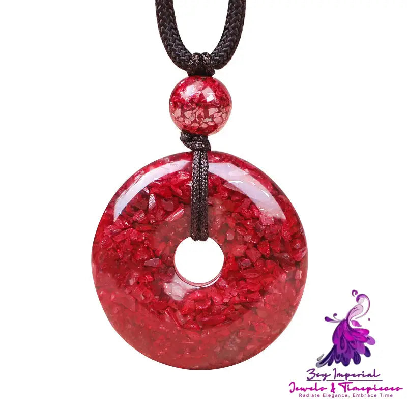 Cinnabar Charm Rough Stone Necklace