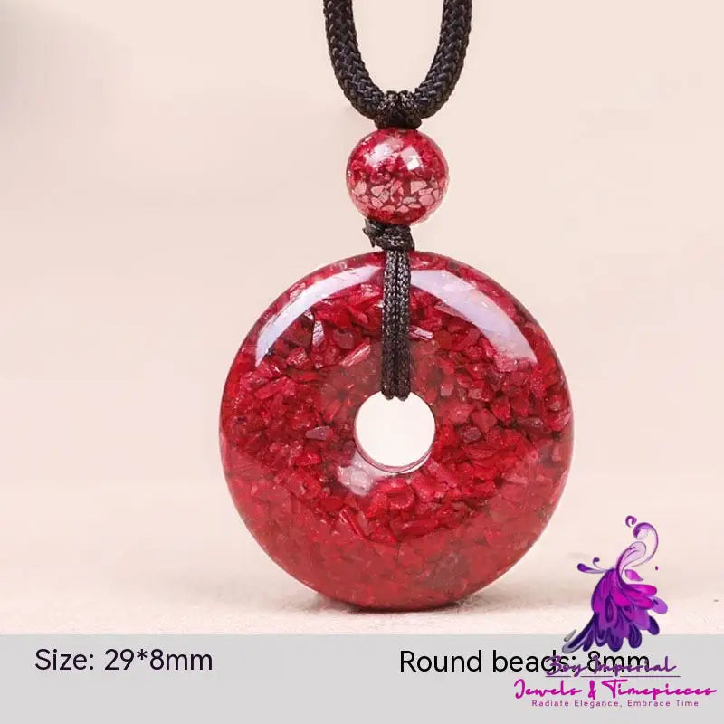 Cinnabar Charm Rough Stone Necklace