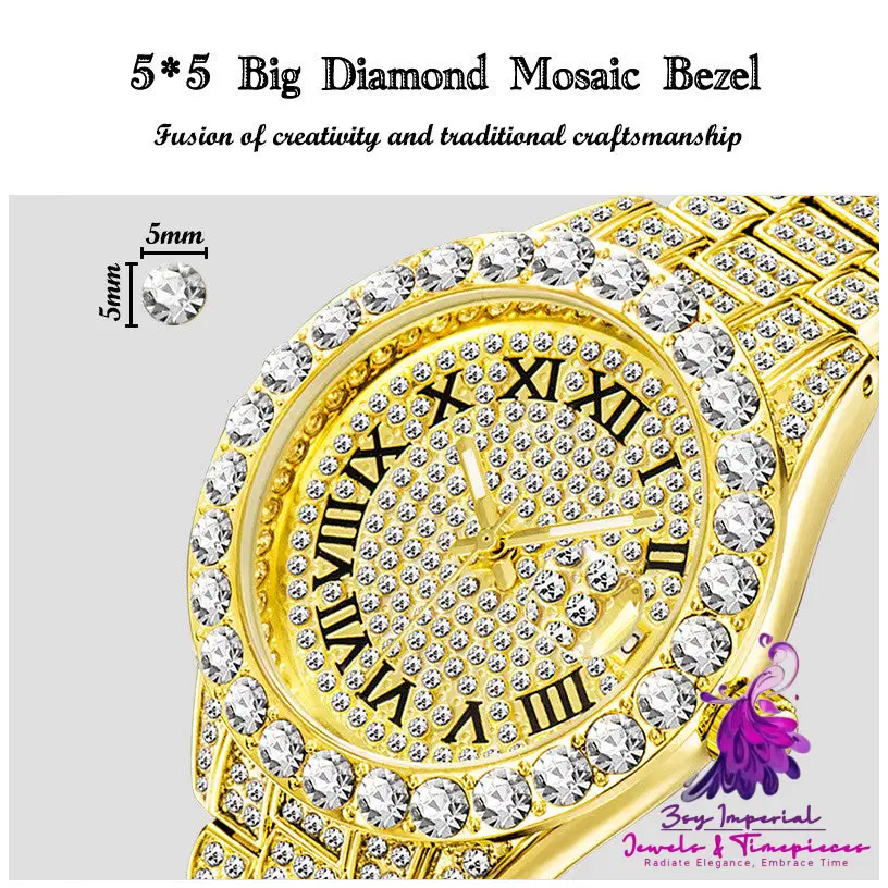 Diamond Inlaid Waterproof Quartz Watch