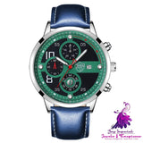 Luminous Quartz Leather Strap Men’s Calendar Watch