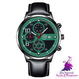 Luminous Quartz Leather Strap Men’s Calendar Watch