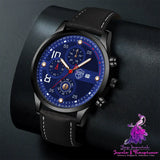 Luminous Quartz Leather Strap Men’s Calendar Watch