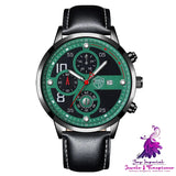 Luminous Quartz Leather Strap Men’s Calendar Watch