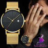 Calendar Thin Stainless Steel Mesh Watch