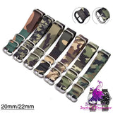 Premium Camo Nylon Watch Band with Integrated Steel Ring