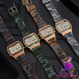 Slim Camouflage Square Student Watch