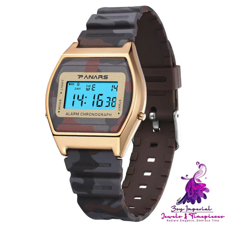 Slim Camouflage Square Student Watch